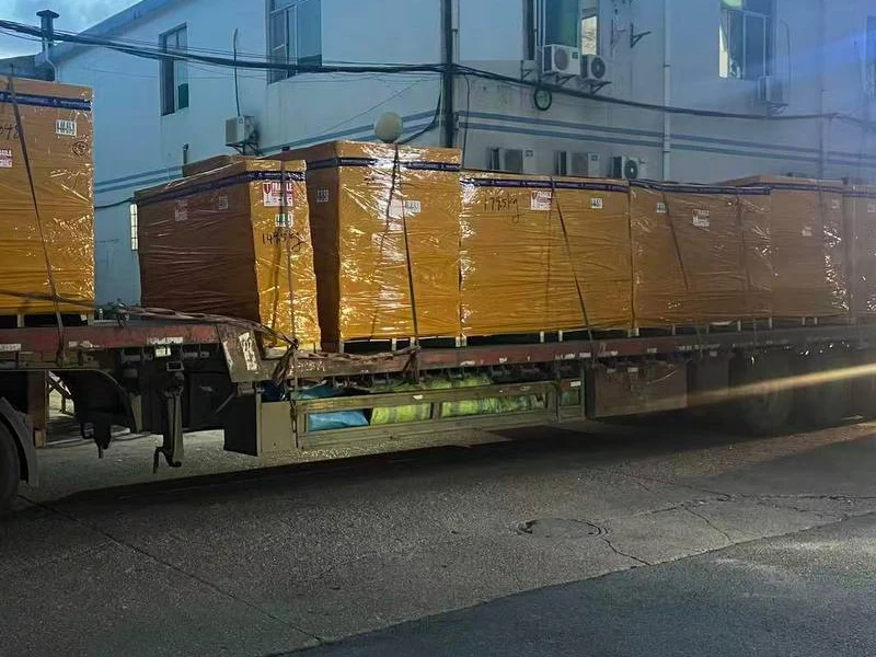 Truck Loading — Secured on pallets and wrapped with moisture barrier film.