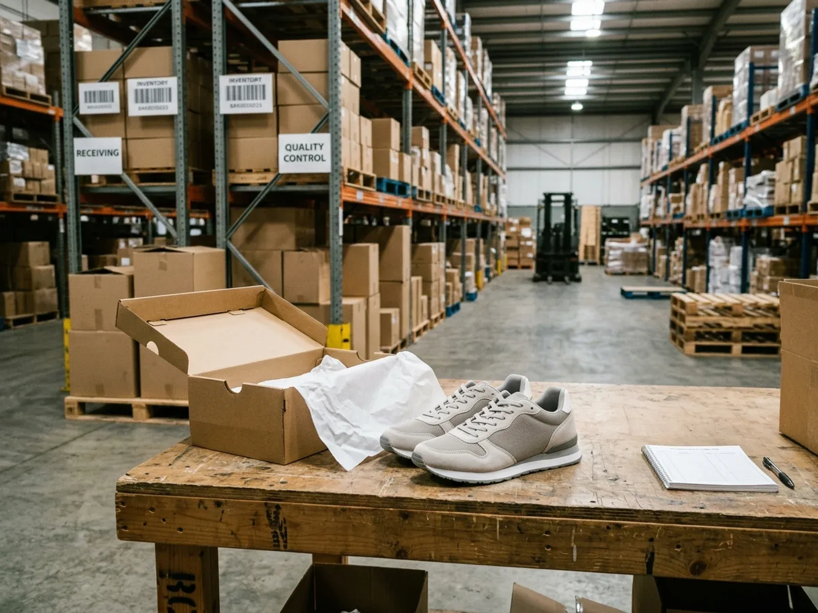 Sneakers: goods at the warehouse